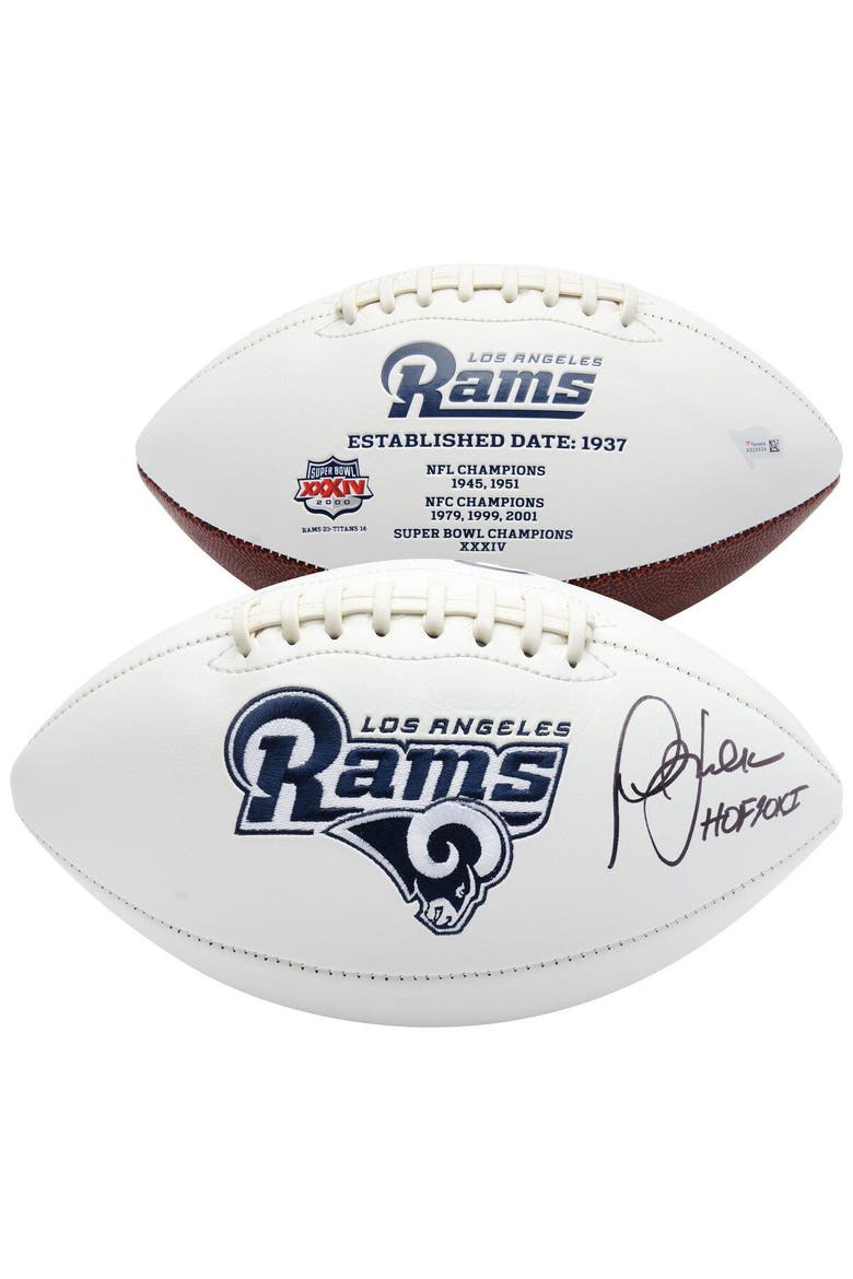 Marshall Faulk St. Louis Rams Autographed White Panel Football with "HOF 2011" Inscription, Main, color, White
