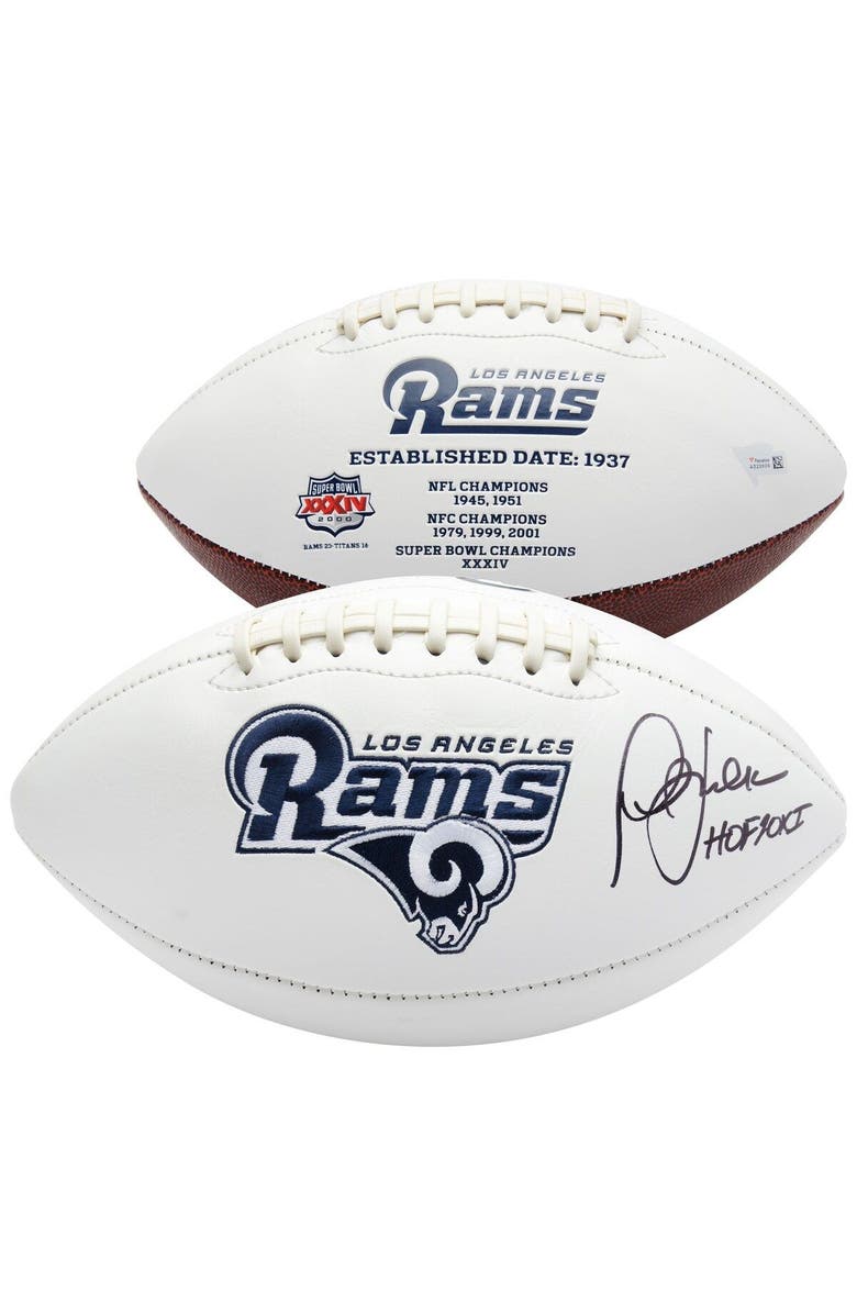 FANATICS AUTHENTIC Marshall Faulk St. Louis Rams Autographed White Panel Football with "HOF 2011" Inscription, Main, color, 