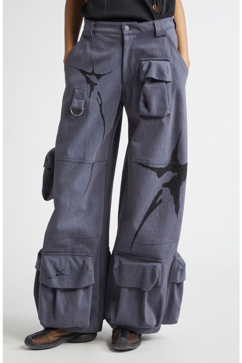 Garden Oversize Cotton Cargo Pants, Main, color, CHARCOAL