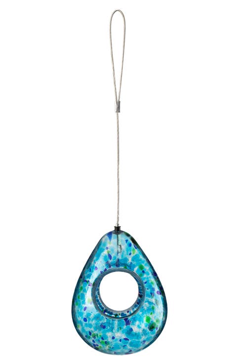 6.75"H Glass Water Drop Hanging Multi Dots Birdfeeder