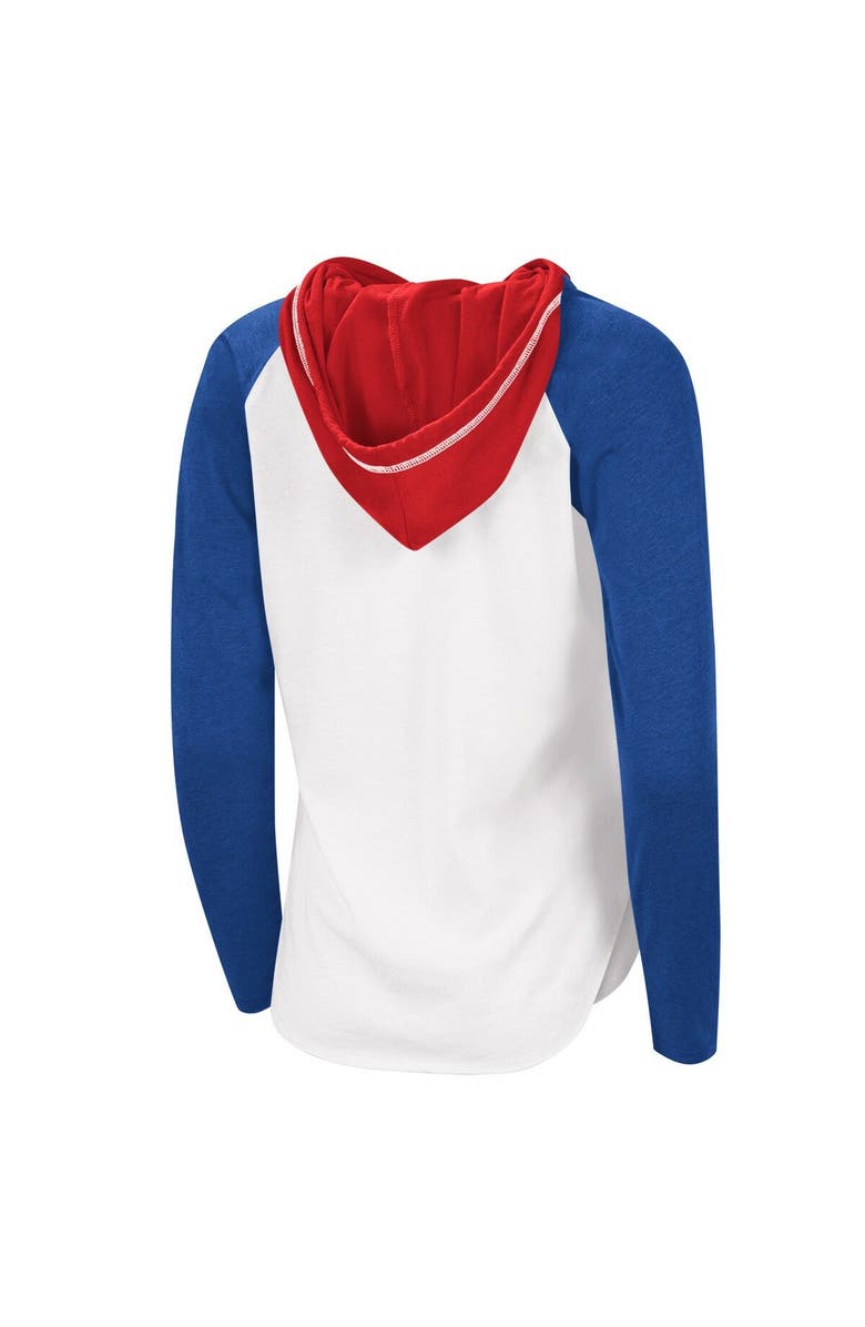 STARTER Women's G-III Sports by Carl Banks White/Blue New York Rangers MVP Raglan Lightweight Hooded T-Shirt, Alternate, color, 