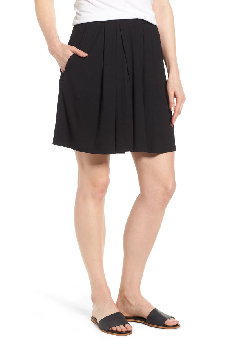 Eileen Fisher Pleated Jersey Walking Shorts, Main, color,