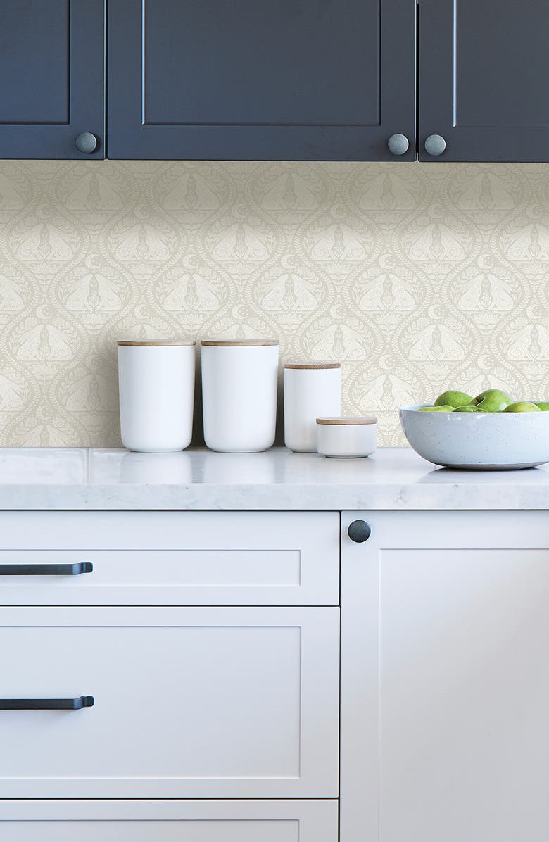 Wallpops Cream Moon Rabbit Peel Stick Wallpaper, Alternate, color, Off-White