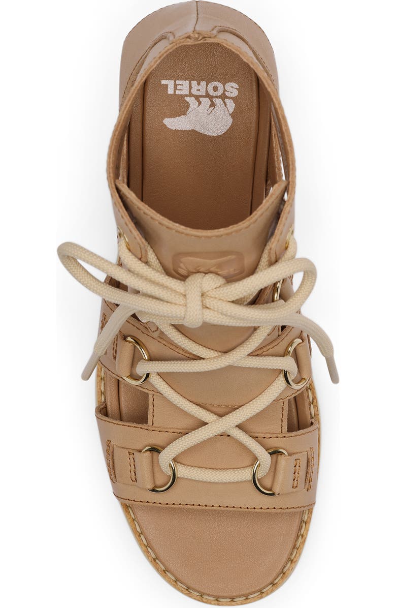 SOREL Joanie IV Lace Wedge Sandal, Alternate, color, Honest Beige/ Gum