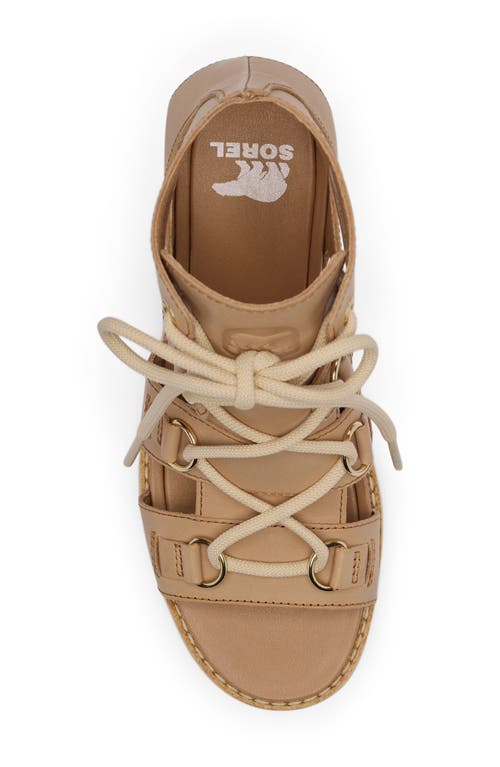 Sorel Joanie Iv Lace Wedge Sandal In Honest Beige/gum
