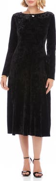 Karen Kane Kate Long Sleeve Crushed Velvet Midi Dress