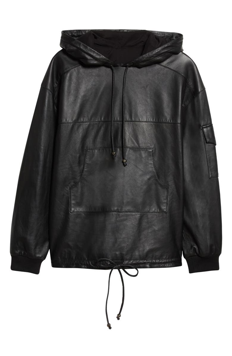 Nicole Miller Leather Hooded Pullover, Alternate, color, 