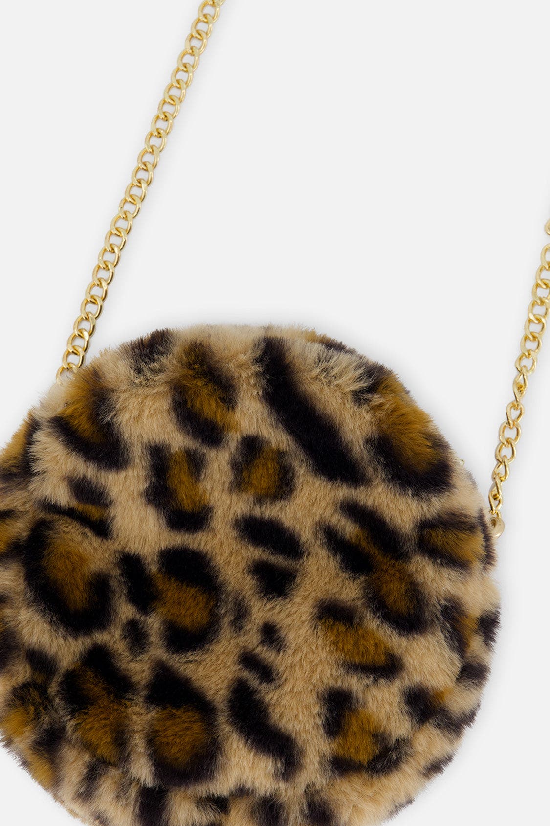 Leopard Faux Fur Chain Strap Zipper Shoulder Bag, Alternate, color, Brown with Leopard Print
