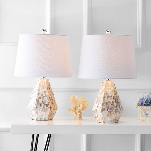 Jonathan Y Designs Set Of 2 Isabella 21in Seashell Table Lamps In Natural/ivory