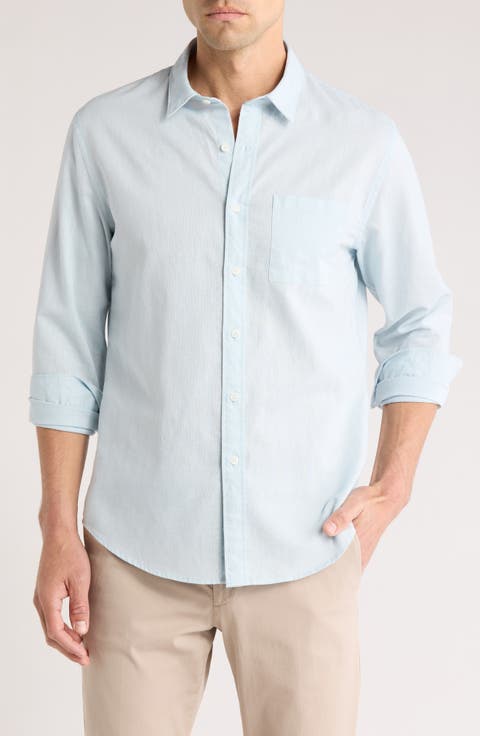 Classic Fit Linen Blend Button-Up Shirt