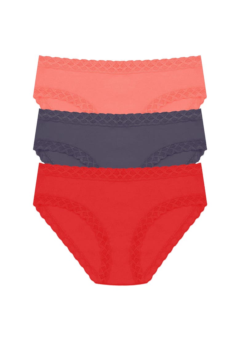 Bliss Cotton Girl Brief 3-Pack, Main, color, Neon Coral/Greystone/Paprika