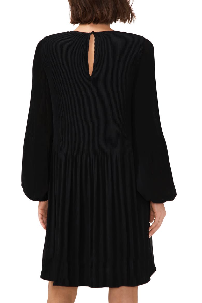Plissé Long Sleeve Dress, Alternate, color, RICH BLACK 060