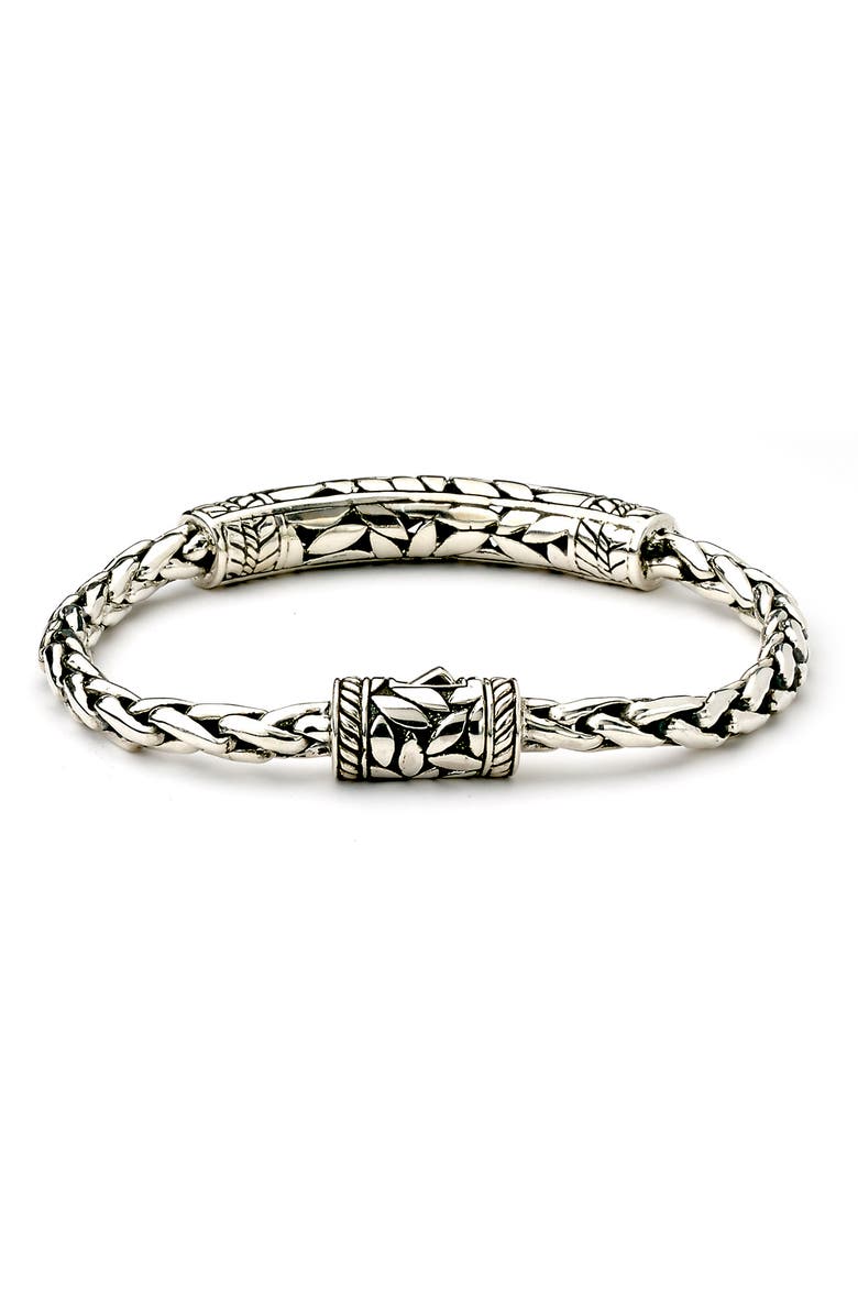 SAMUEL B. 18K Yellow Gold & Sterling Silver Leaf Filigree Bar Woven Bracelet, Alternate, color,