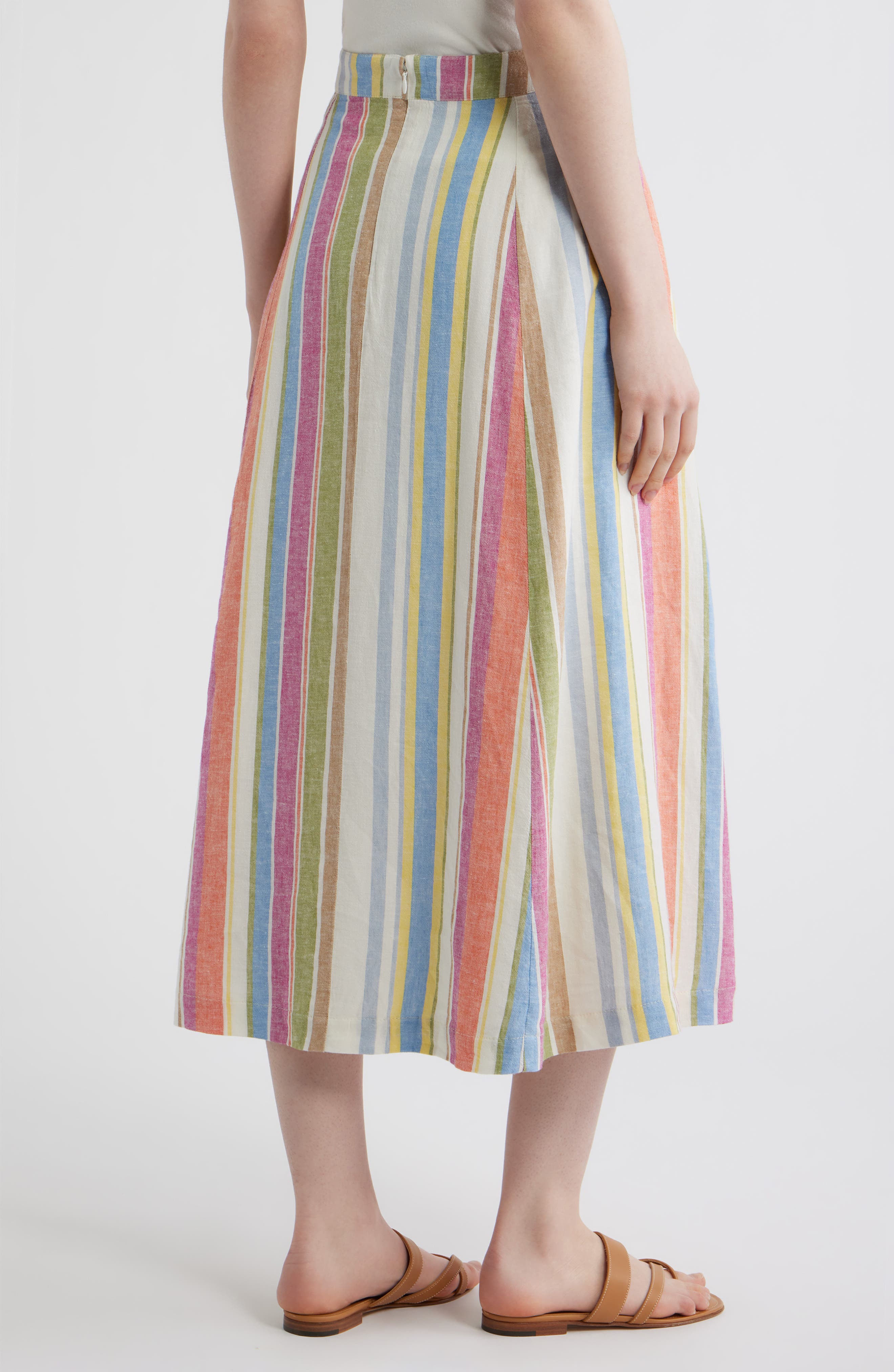 Stripe Linen Blend Midi Skirt - image 2