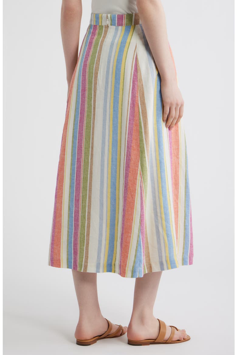Stripe Linen Blend Midi Skirt, Alternate, color, IVORY MULTI STRIPE