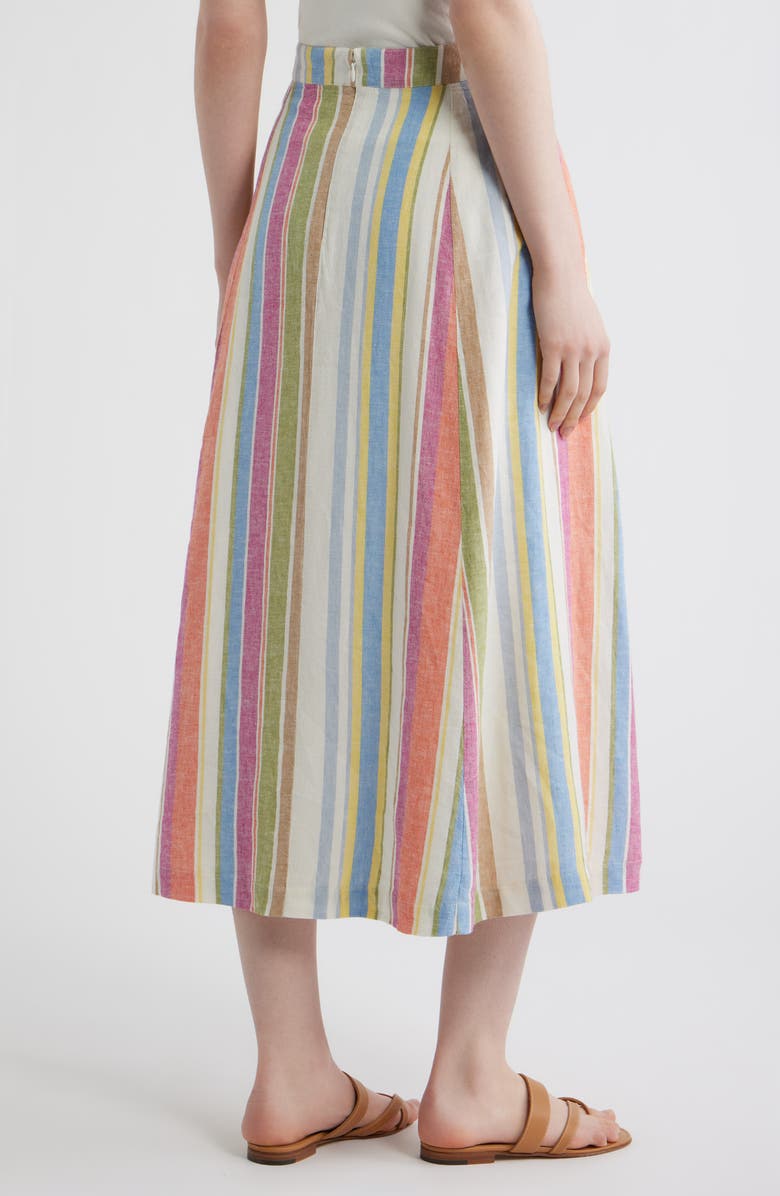 Pendleton Stripe Linen Blend Midi Skirt, Alternate, color, Ivory Multi Stripe