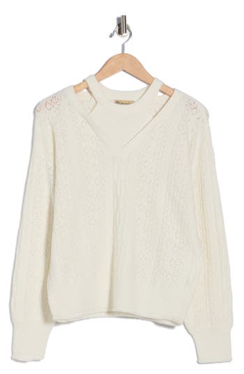 Democracy Cutout Sweater In White