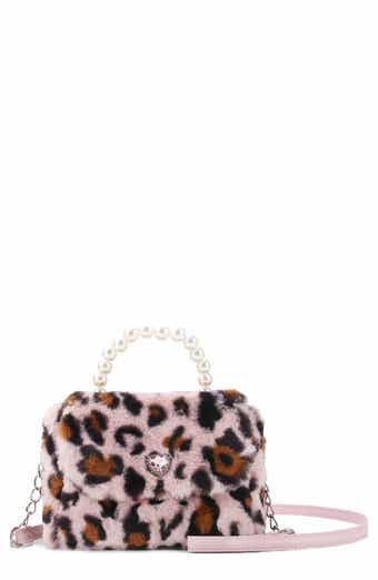 OMG Accessories Kids' Leopard Heart Faux Fur Handbag