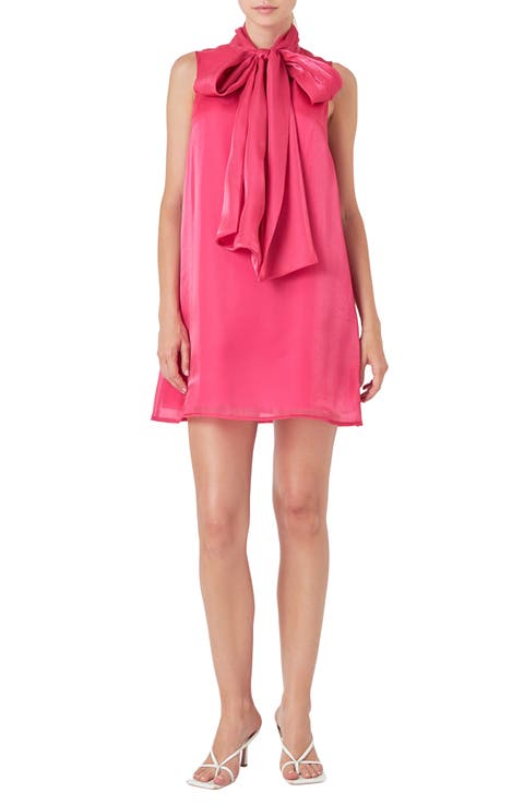 Bow Neck Organza Minidress