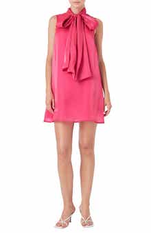 Bow Neck Organza Minidress