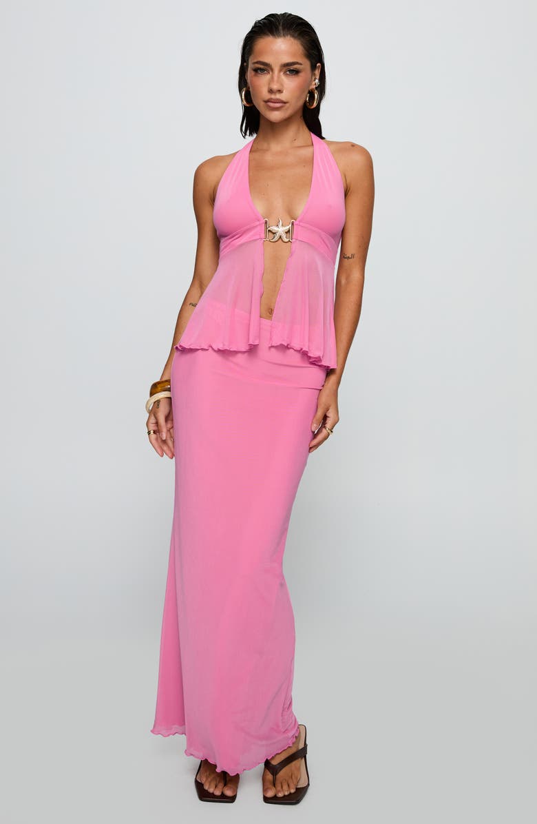 Princess Polly De Angelo Mesh Maxi Skirt, Alternate, color, Pink