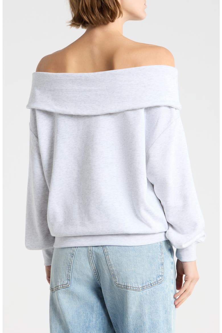 Foldover Off the Shoulder Sweatshirt, Alternate, color, LIGHT HEATHER GREY