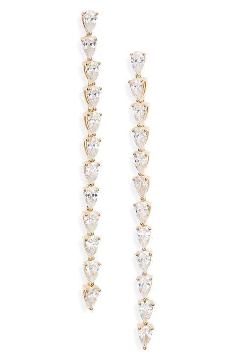 Pear Cubic Zirconia Linear Drop Earrings