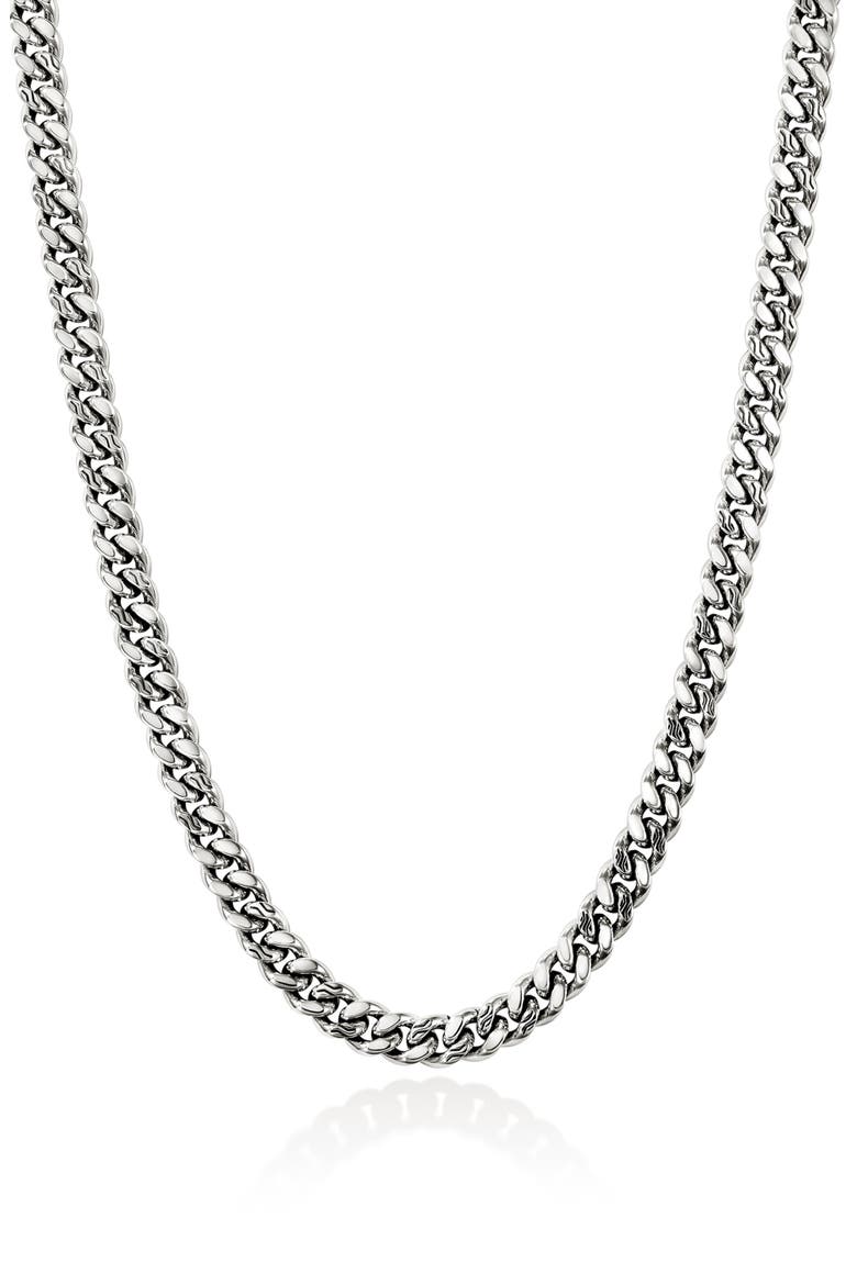 Curb Chain Necklace, 7mm, Main, color, STERLING SILVER - 20 INCHES