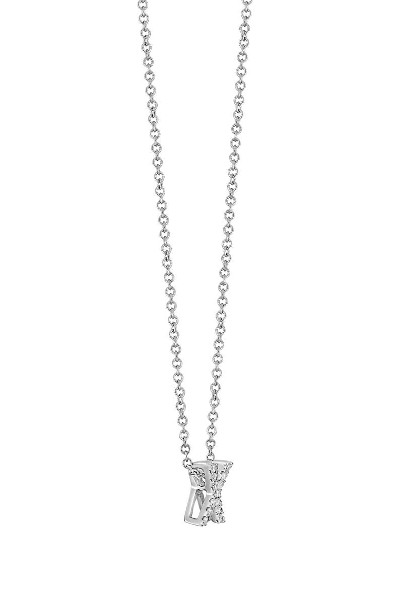 Diamond Pavé Initial Pendant Necklace, Alternate, color, 18K WHITE GOLD - X