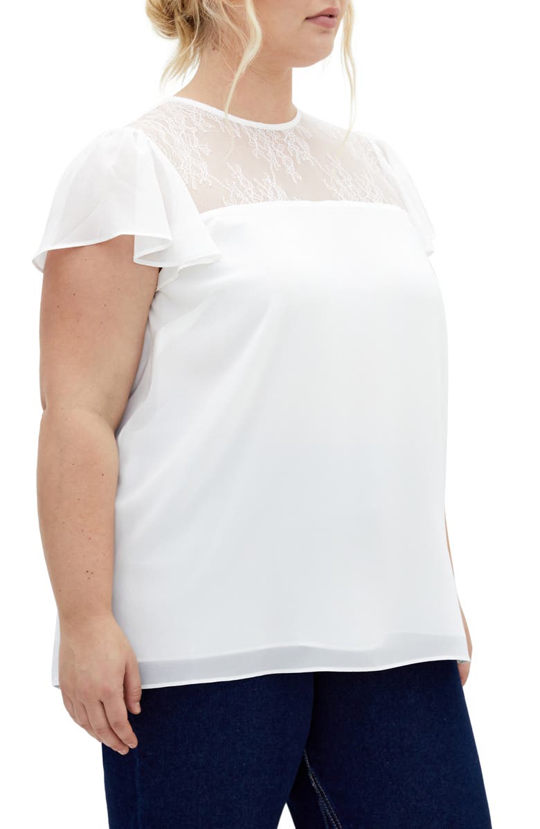 City Chic Malia Embroidered Lace Top, Alternate, color, Ivory