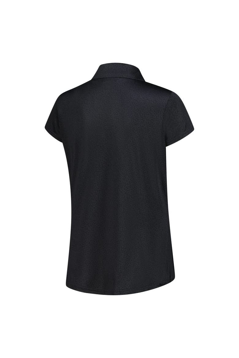 Women's  FootJoy Black 3M Open Cap Sleeve Printed Polo, Alternate, color, Black