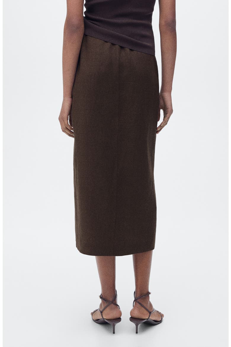 Side Tie Linen Wrap Skirt, Alternate, color, CHOCOLATE