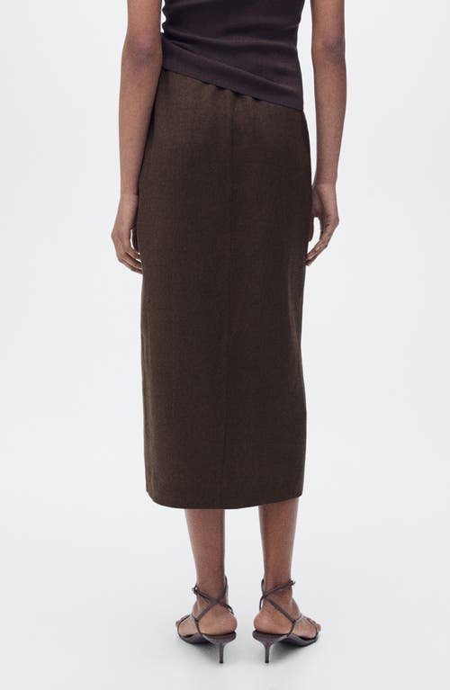 Mango Side Tie Linen Wrap Skirt In Brown