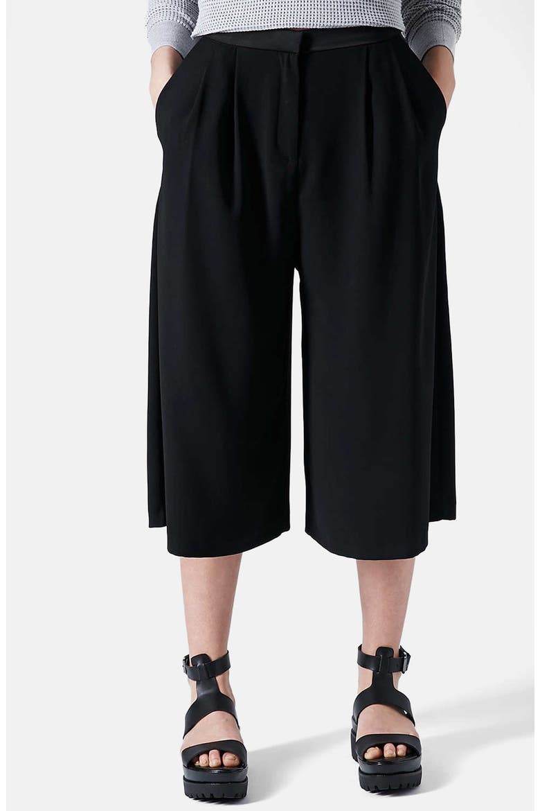 Crepe Gaucho Pants, Main, color, BLACK