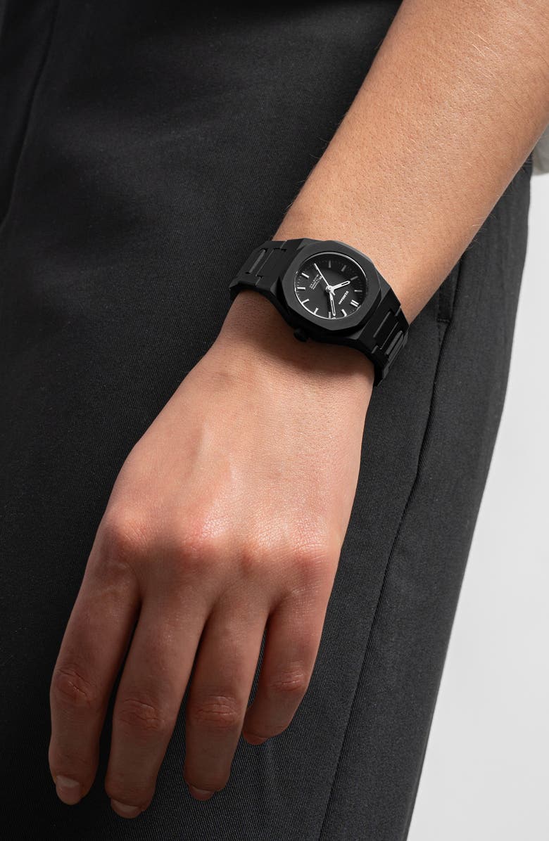 D1 Milano Pulse Polycarbon Bracelet Watch, 32mm, Alternate, color, Black
