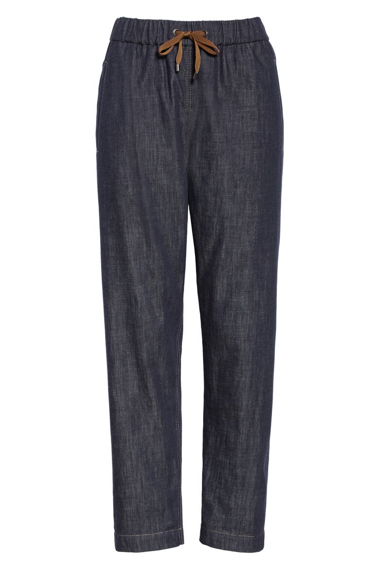Monili Side Stripe Denim Track Pants, Alternate, color, DARK DENIM