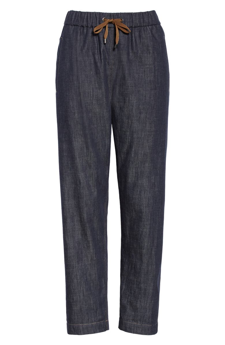 Brunello Cucinelli Monili Side Stripe Denim Track Pants, Alternate, color, 