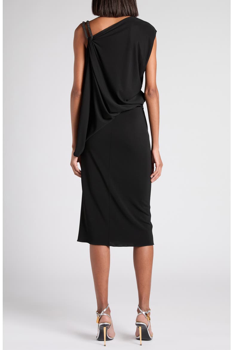 Pavé Strap Crepe Jersey Cocktail Dress, Alternate, color, BLACK
