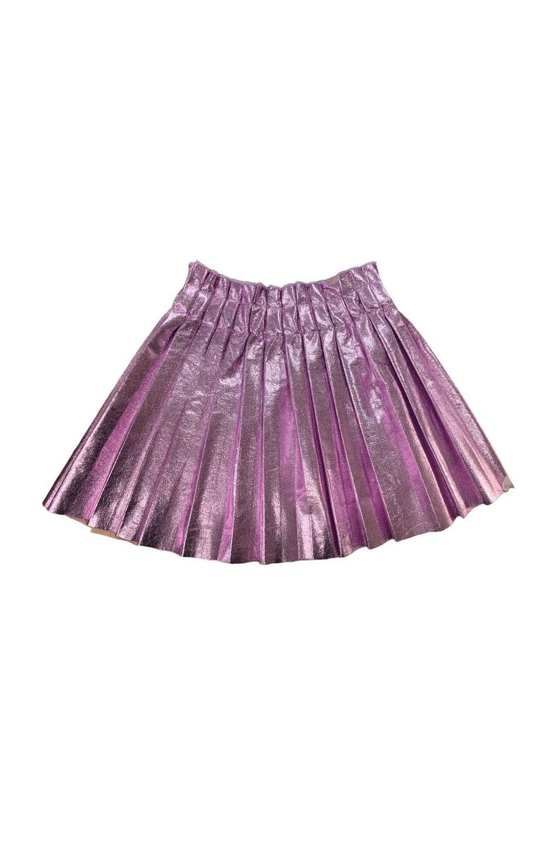 Lola + The Boys Foil Pleated Skirt, Main, color, Pastel Pink