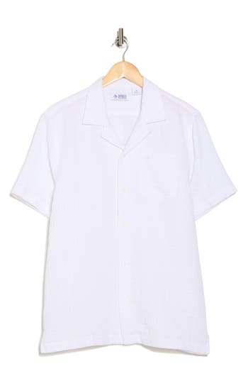 Original Penguin Cotton Gauze Short Sleeve Button-up Camp Shirt In Bright White