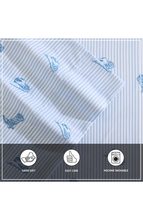 Wrangler Cowboy Pinstripe Ultra Soft Sheet Set In Light Pastel Blue