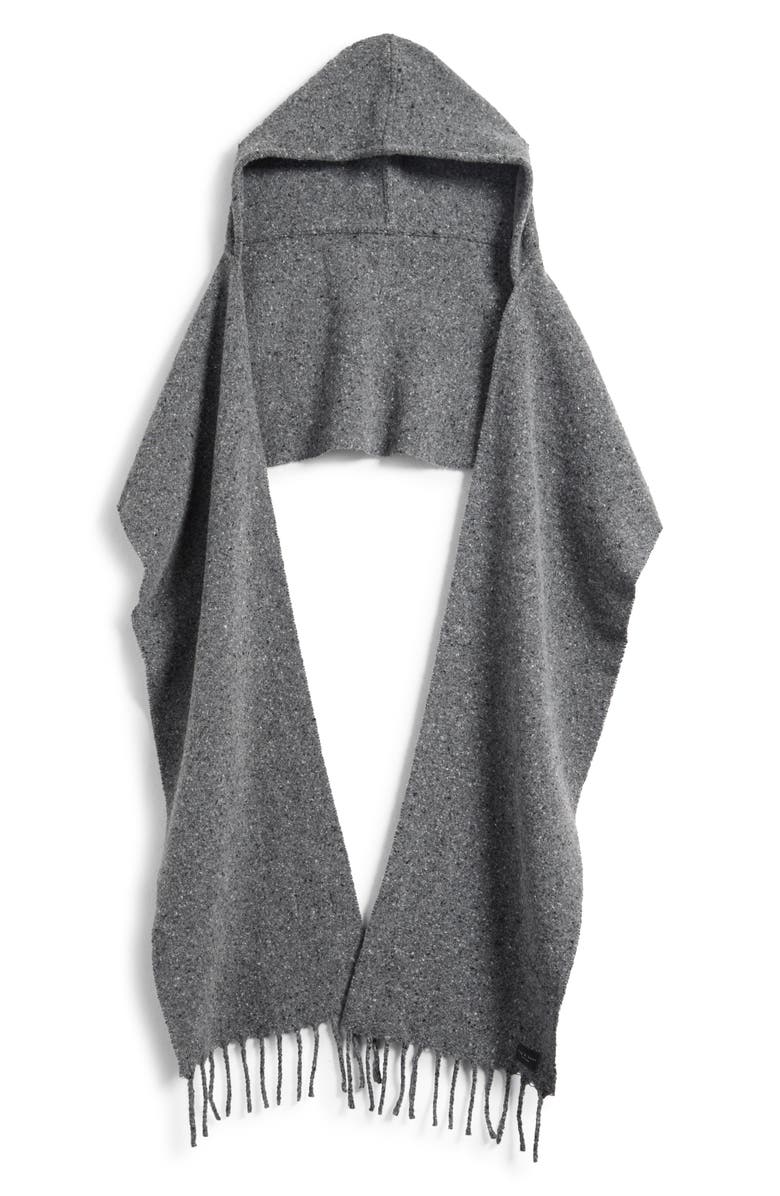 rag & bone Amy Hooded Scarf, Main, color, Charcoal