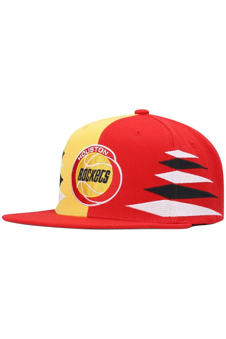 Men's Mitchell & Ness Red/Gold Houston Rockets Hardwood Classics Diamond Cut Snapback Hat, Main, color, Red