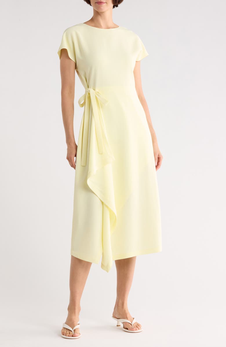Lafayette 148 New York Short Sleeve Side Tie Faux Wrap Dress, Main, color,