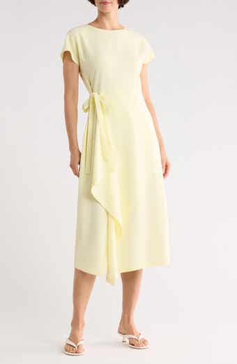 Short Sleeve Side Tie Faux Wrap Dress