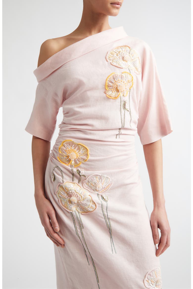 Bowery Embroidered Off the Shoulder Dress, Alternate, color, EMBROIDERED YELLOW WHITE