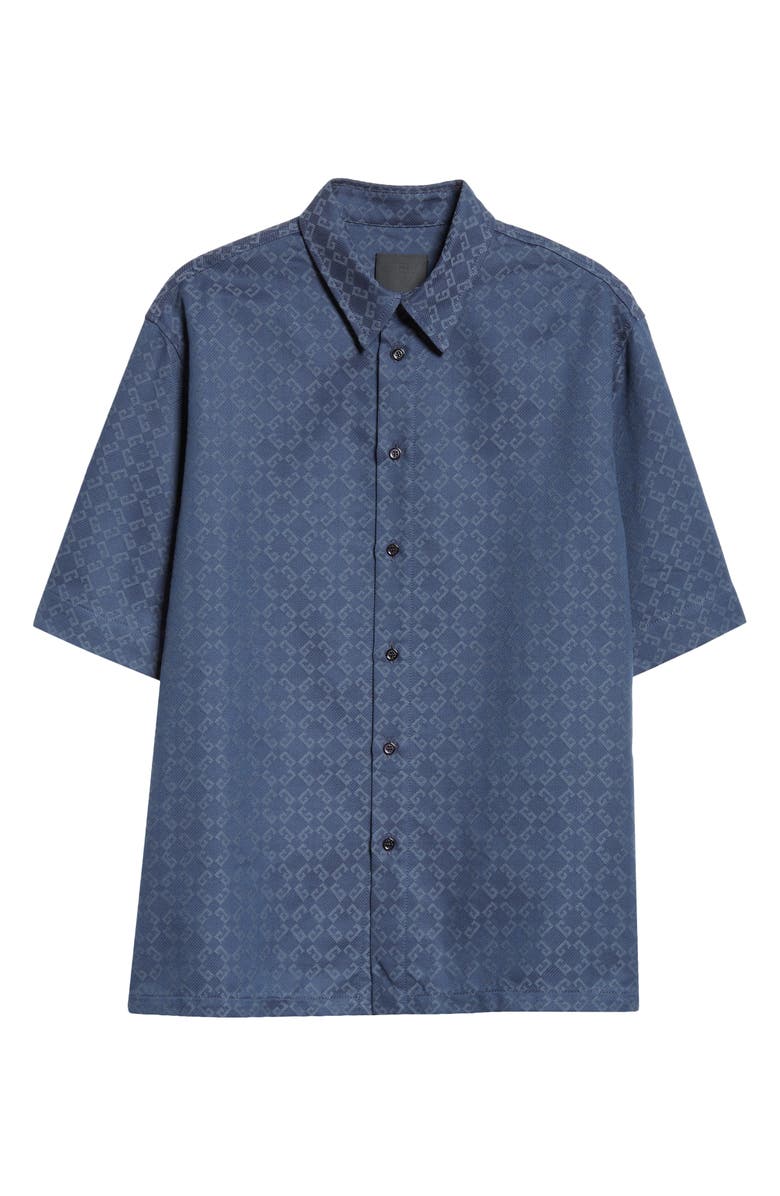 Givenchy Monogram 72 Jacquard Denim Button-Up Shirt, Alternate, color, Grey/ Blue