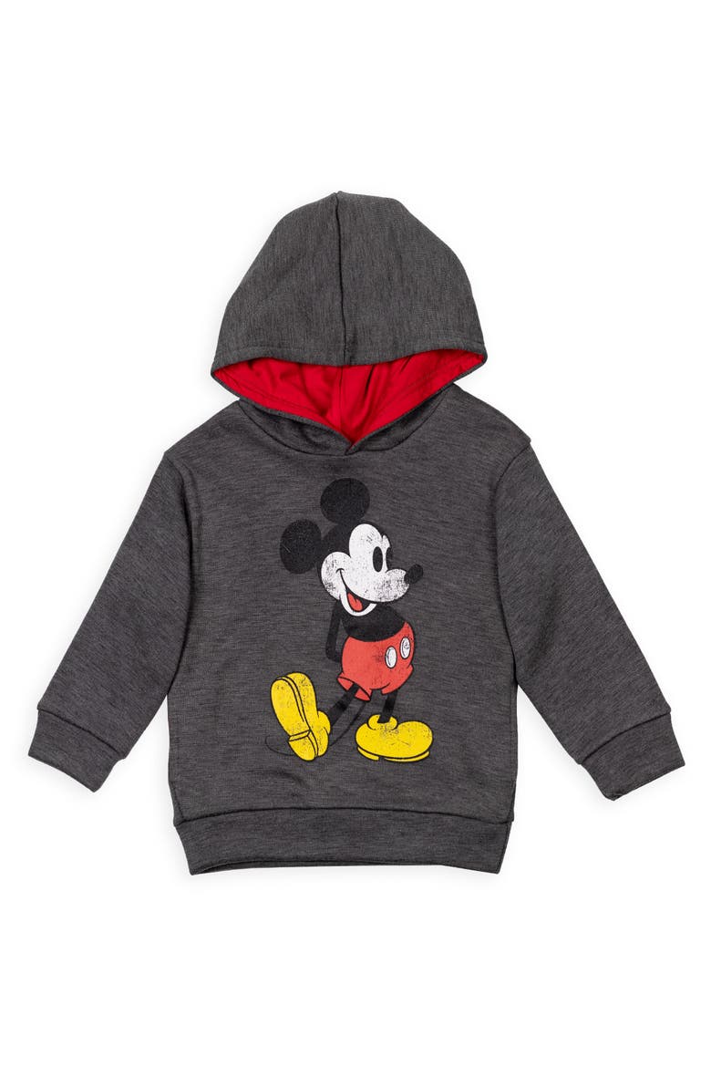 Mickey Mouse Fleece Pullover Hoodie, Main, color, Charcoal Mickey