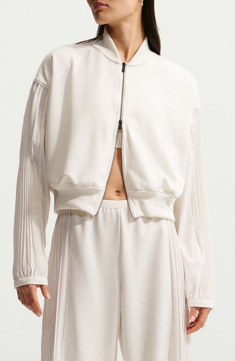 Sportswear Pleated Sleeve Bomber Jacket