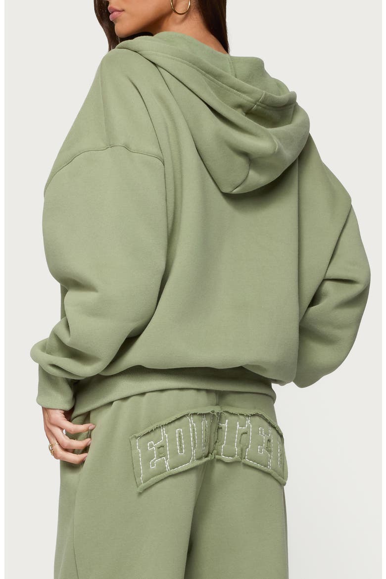 Forever Appliqué Zip Hoodie, Alternate, color, OLIVE